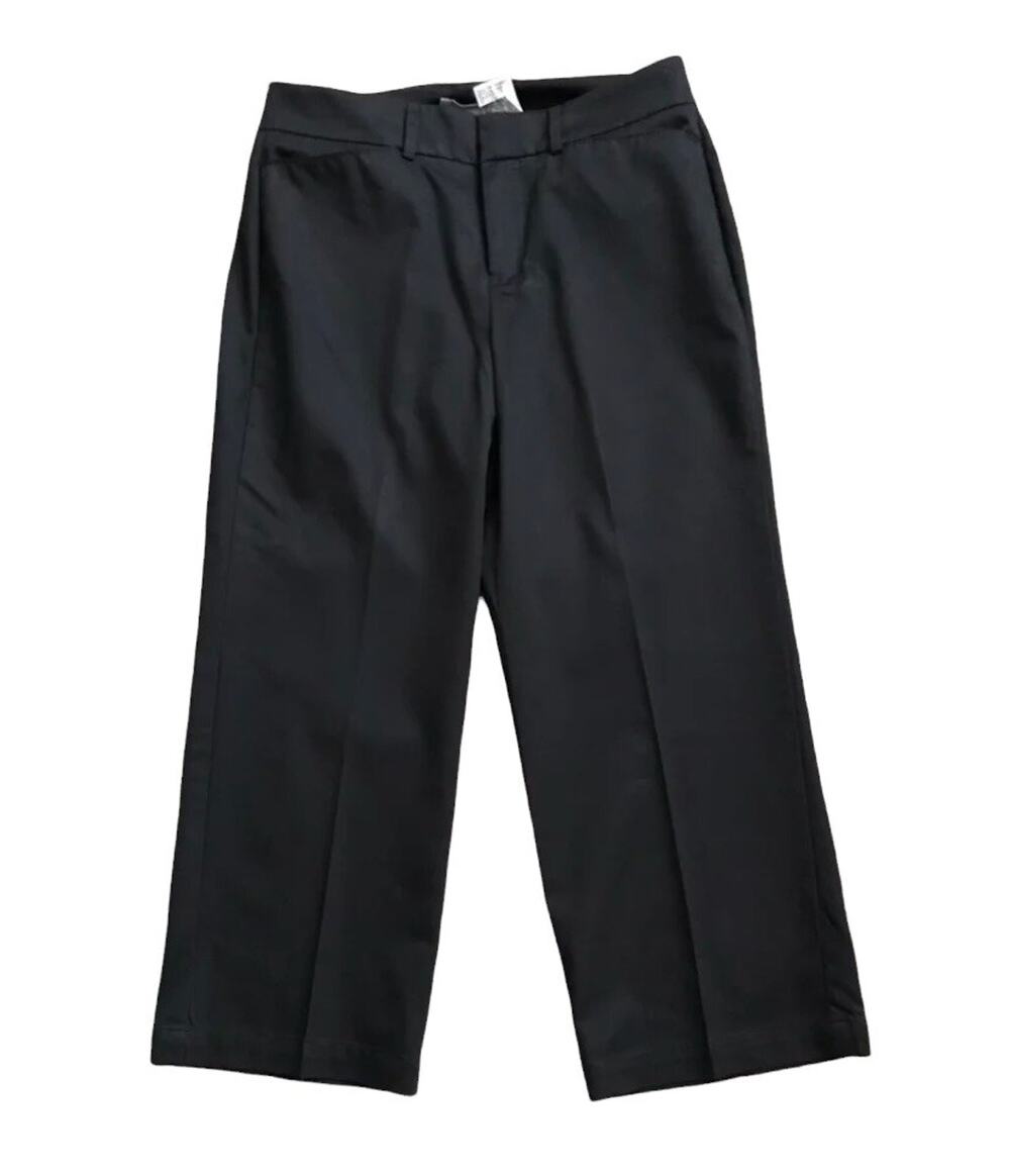 Dockers Ideal Fit Womens 4 Black Cropped Chino Pants 23" Inseam Stretch Work